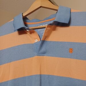 Izod Men's Polo Shirt - Blue and Orange Stripes